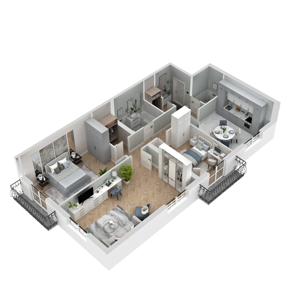 Планировка: 3-комнатная, 95,5 м², вид 4