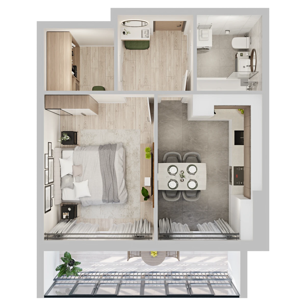 Планировка: 1-комнатная, 40,6 м², вид 2