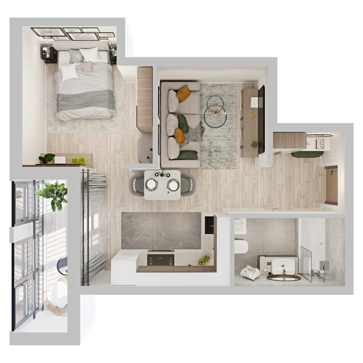 Планировка: Студия, 35,2 м², вид 2