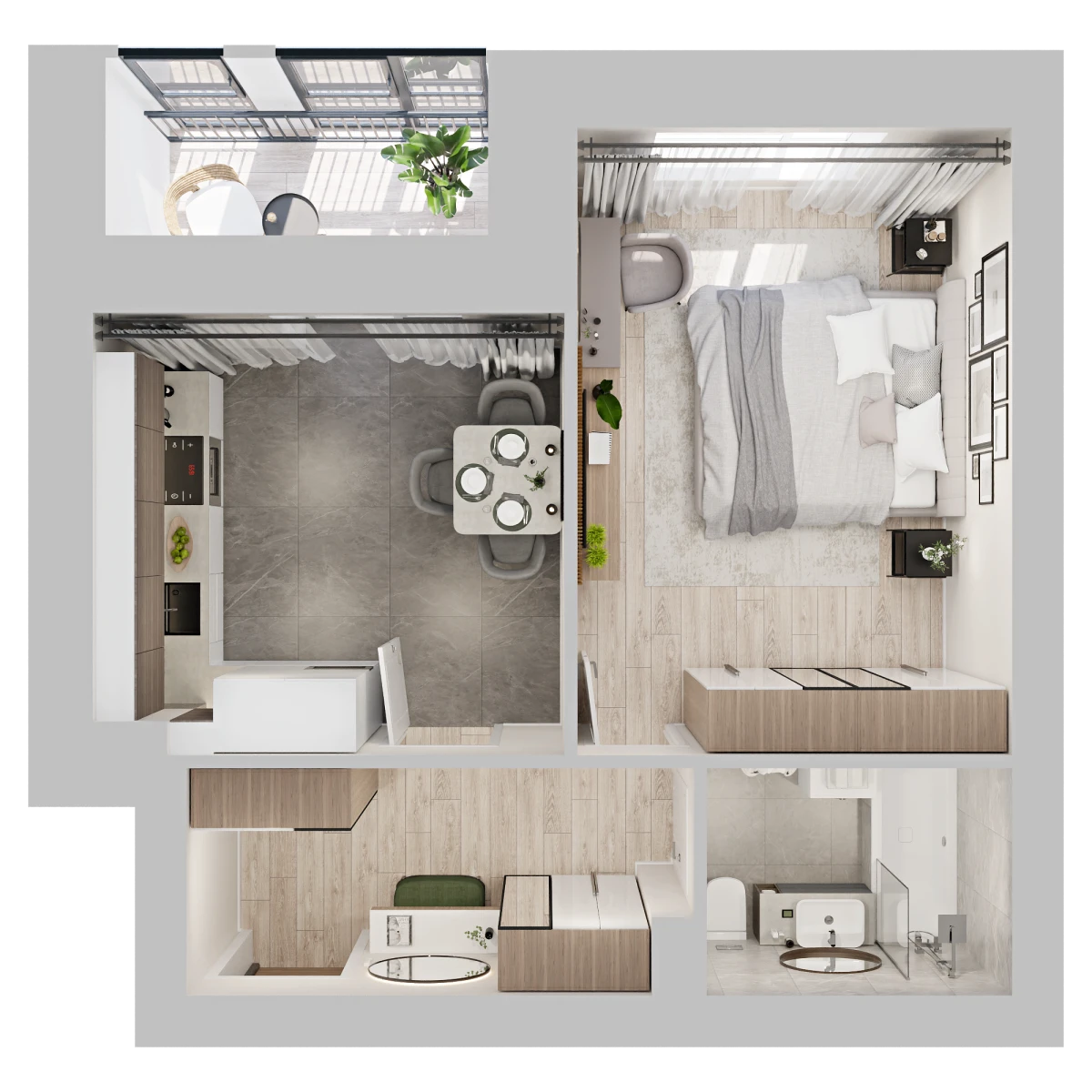 Планировка: 1-комнатная, 40,6 м², вид 2