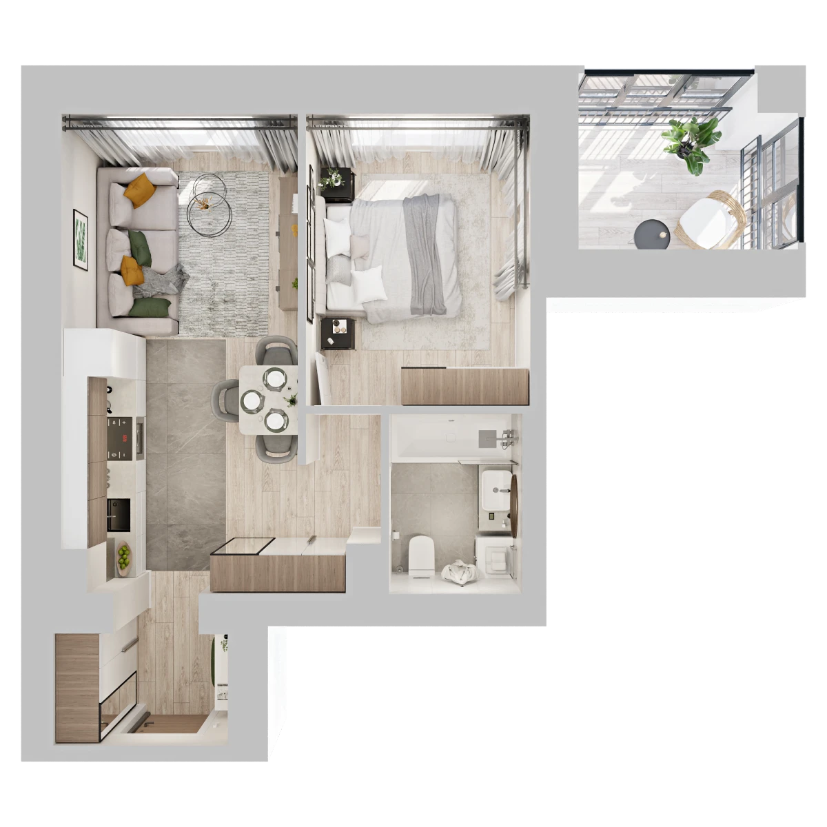 Планировка: 1-комнатная, 40,5 м², вид 2