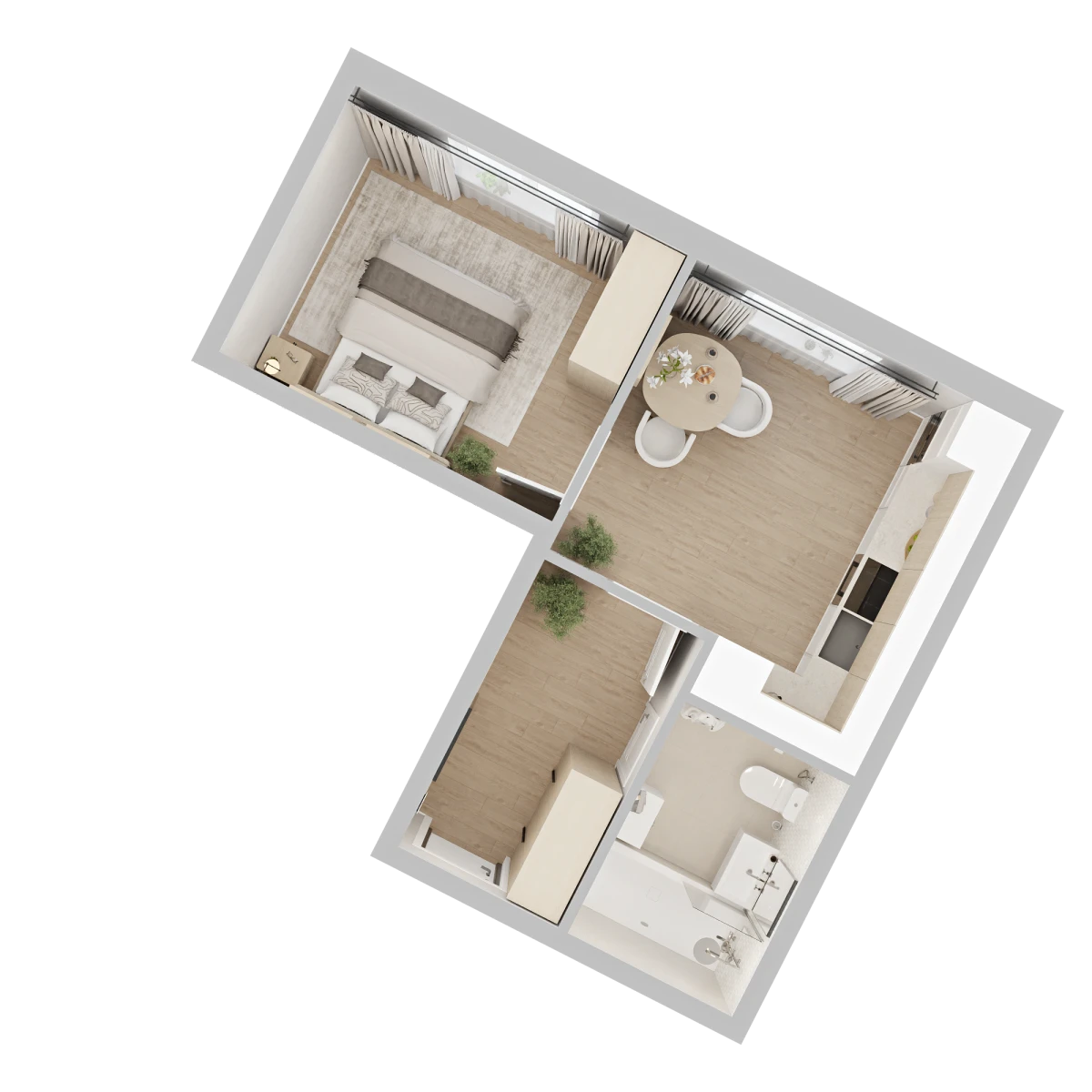Планировка: 1-комнатная, 33,7 м², вид 2