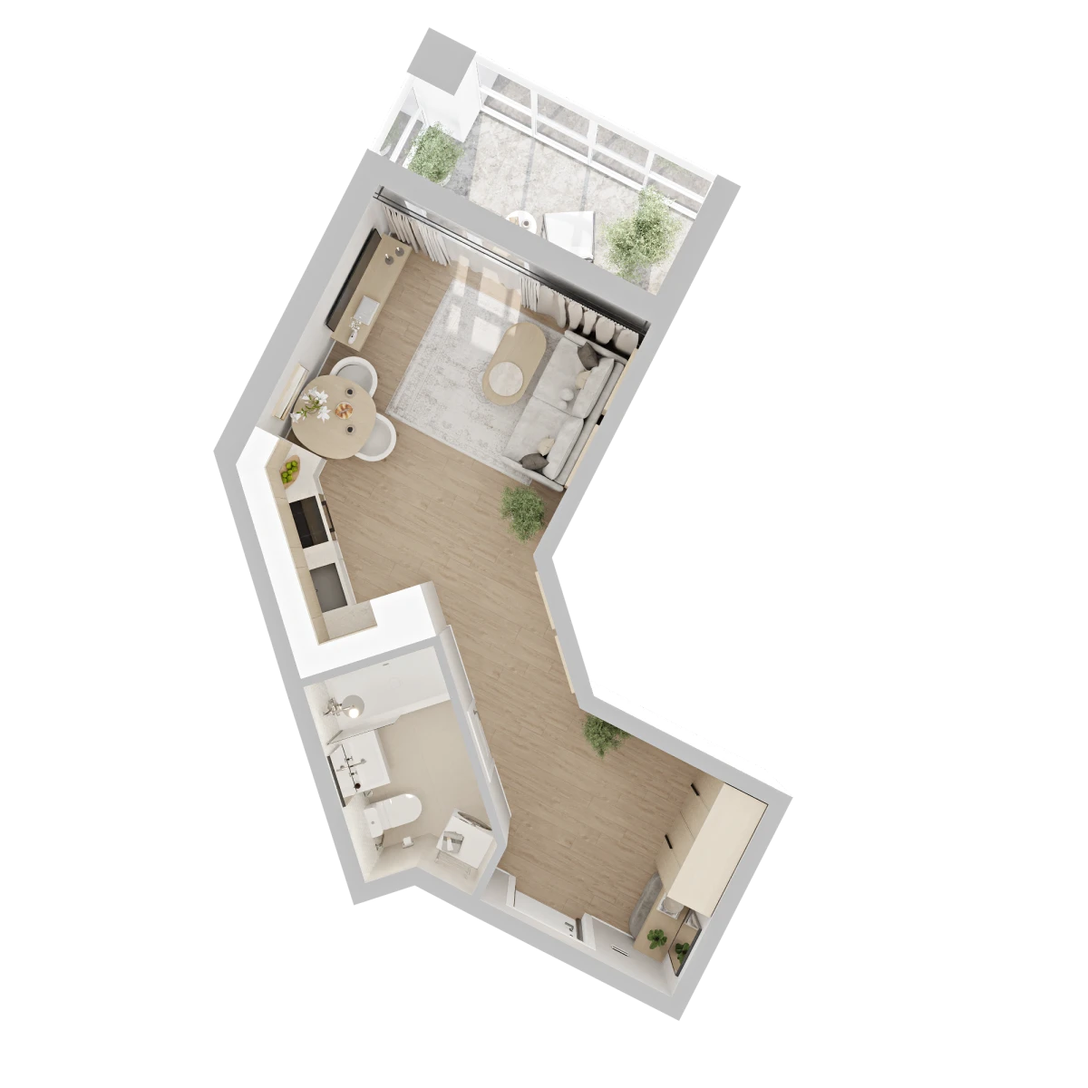 Планировка: Студия, 30,9 м², вид 2