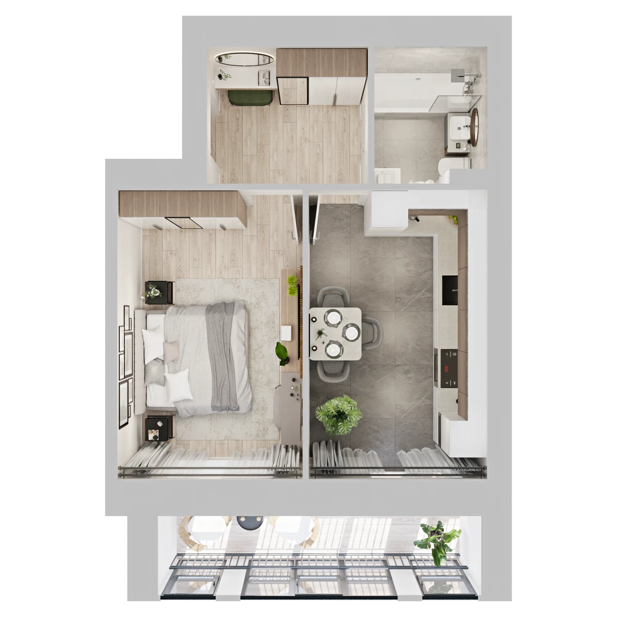 Планировка: 1-комнатная, 40,4 м², вид 2