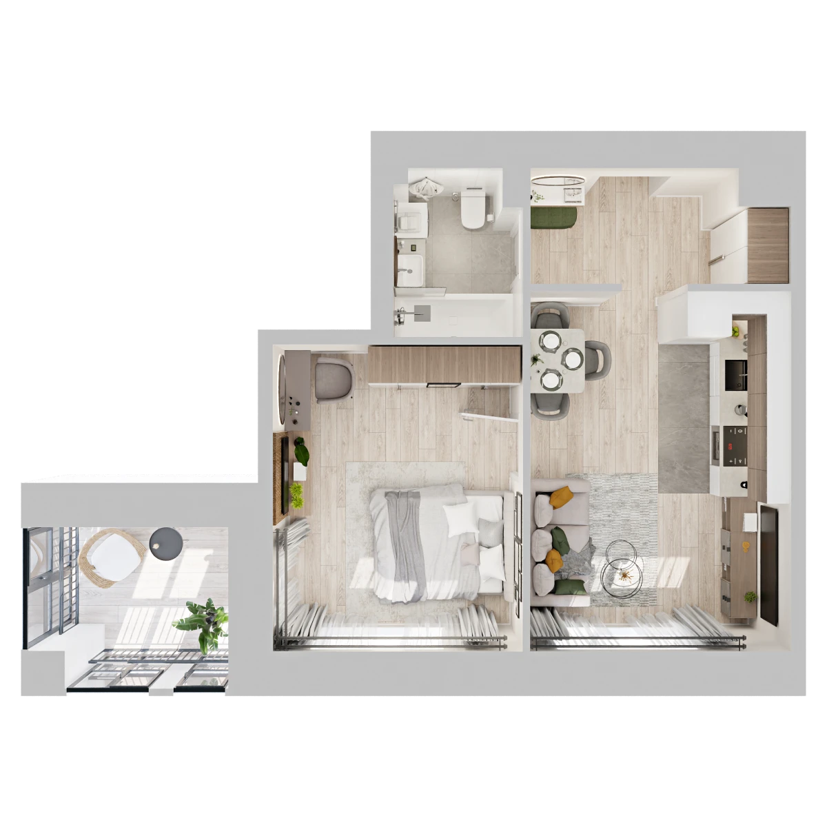 Планировка: 1-комнатная, 44,2 м², вид 2