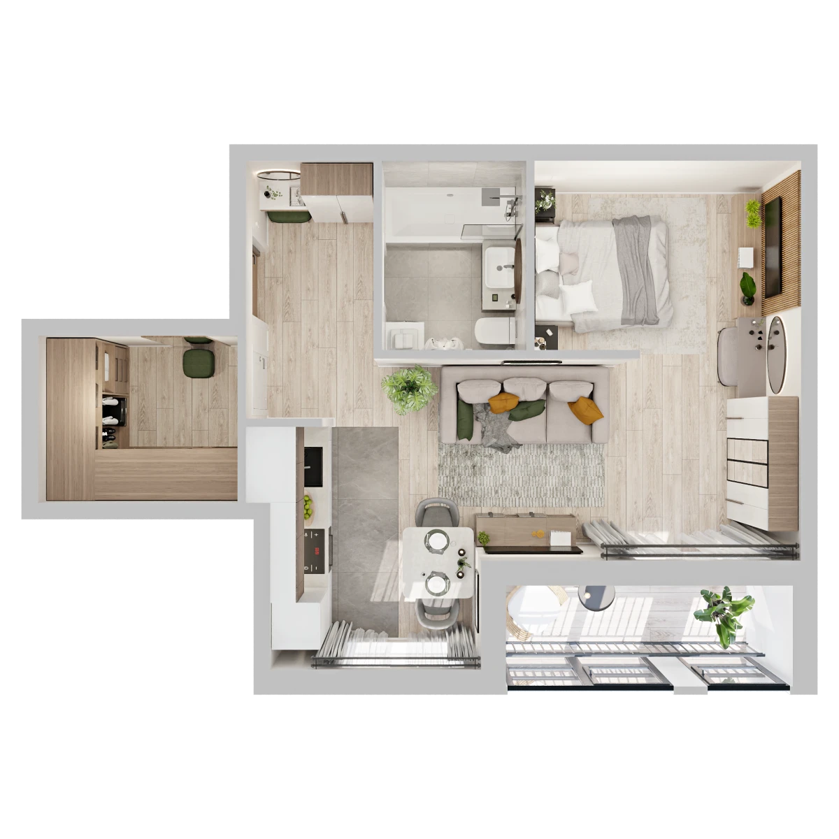 Планировка: Студия, 41,6 м², вид 2