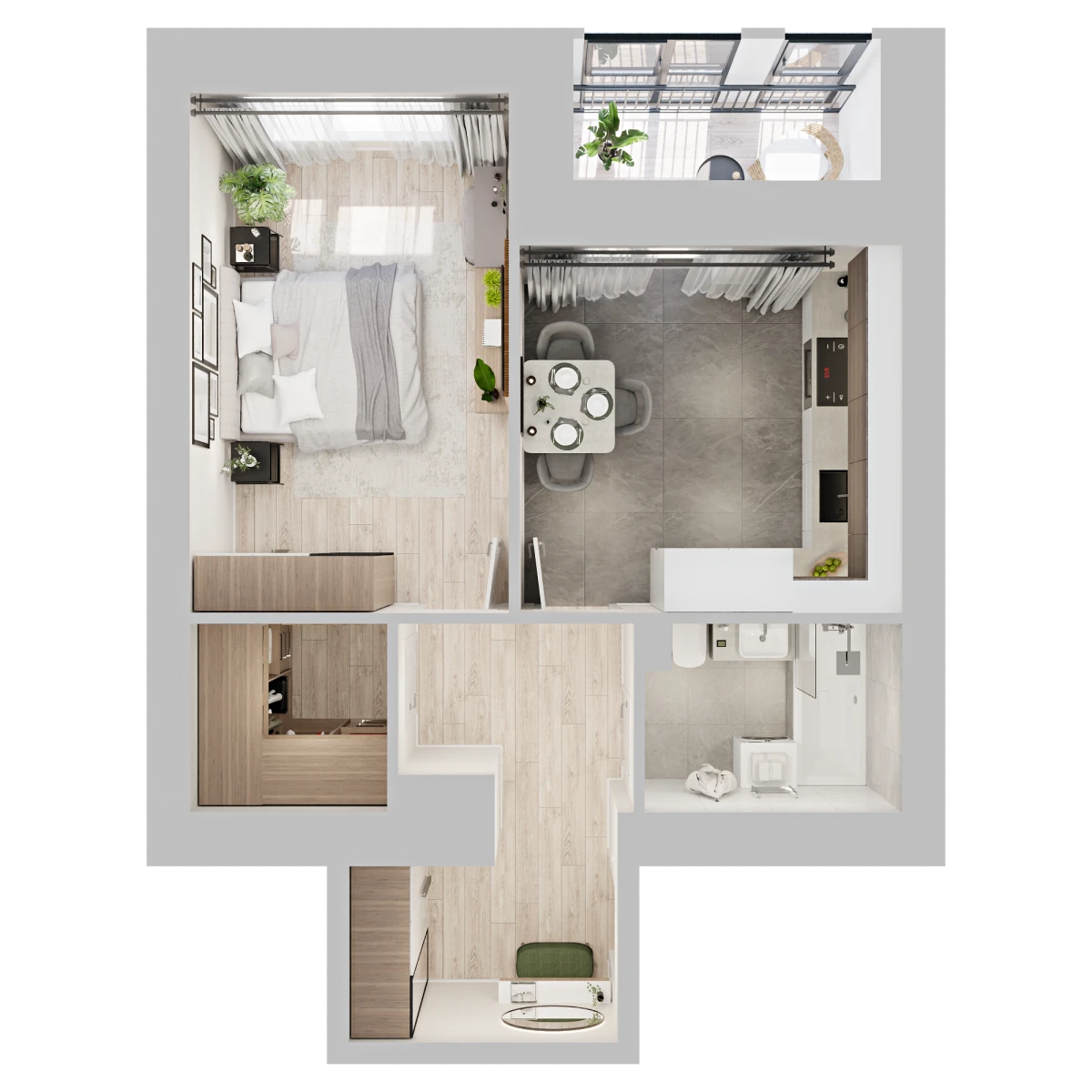 Планировка: 1-комнатная, 42,6 м², вид 2