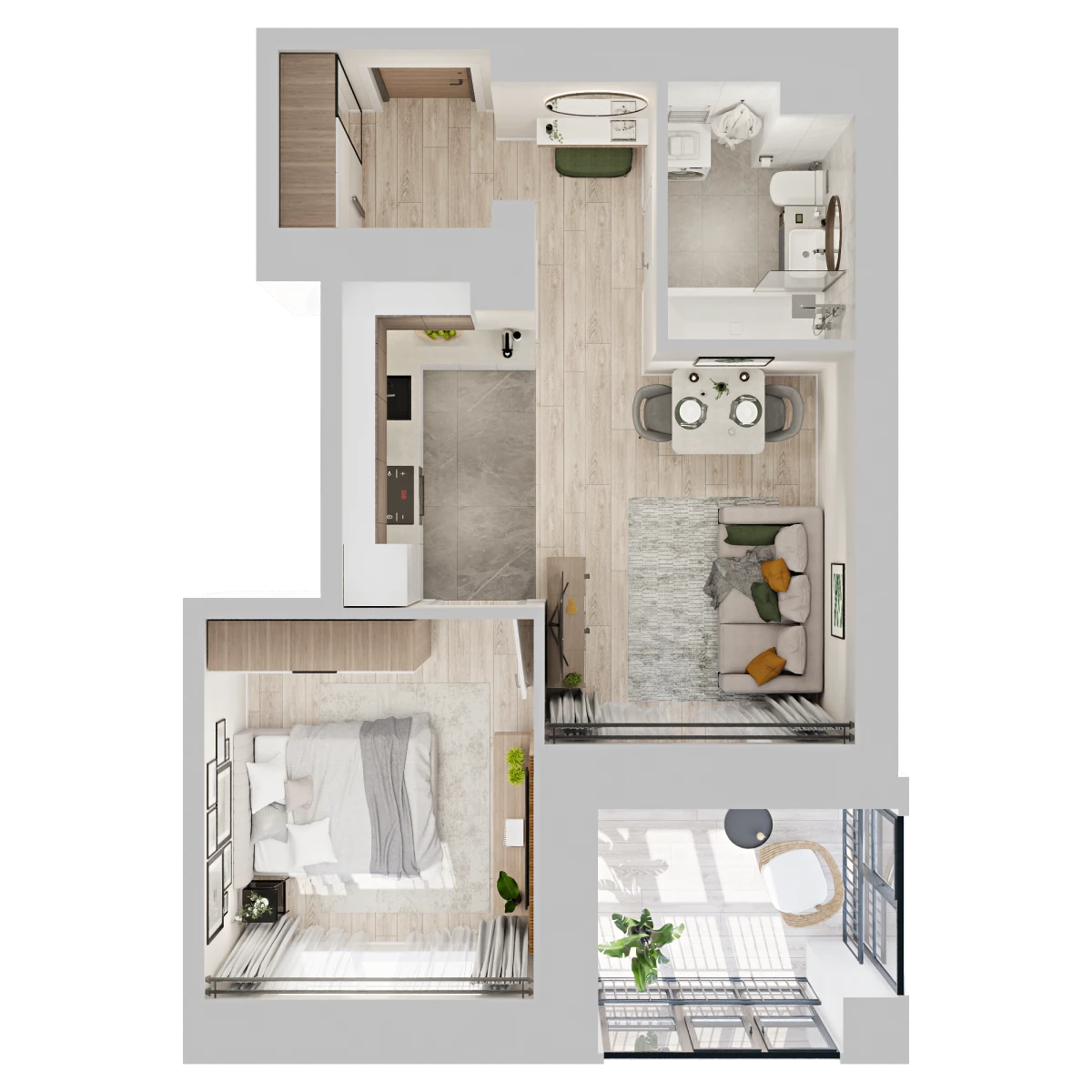 Планировка: 1-комнатная, 39 м², вид 2