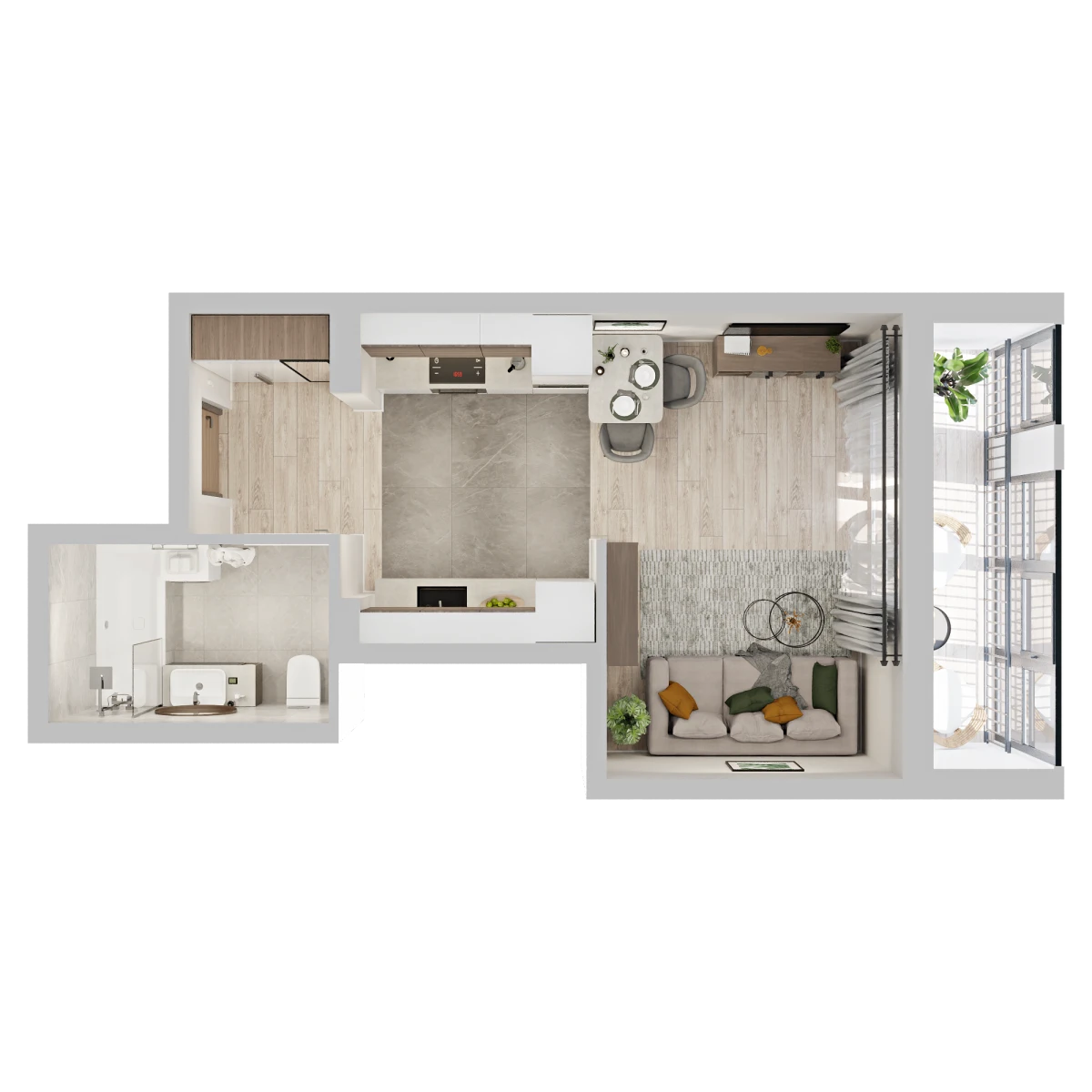 Планировка: Студия, 31,1 м², вид 2