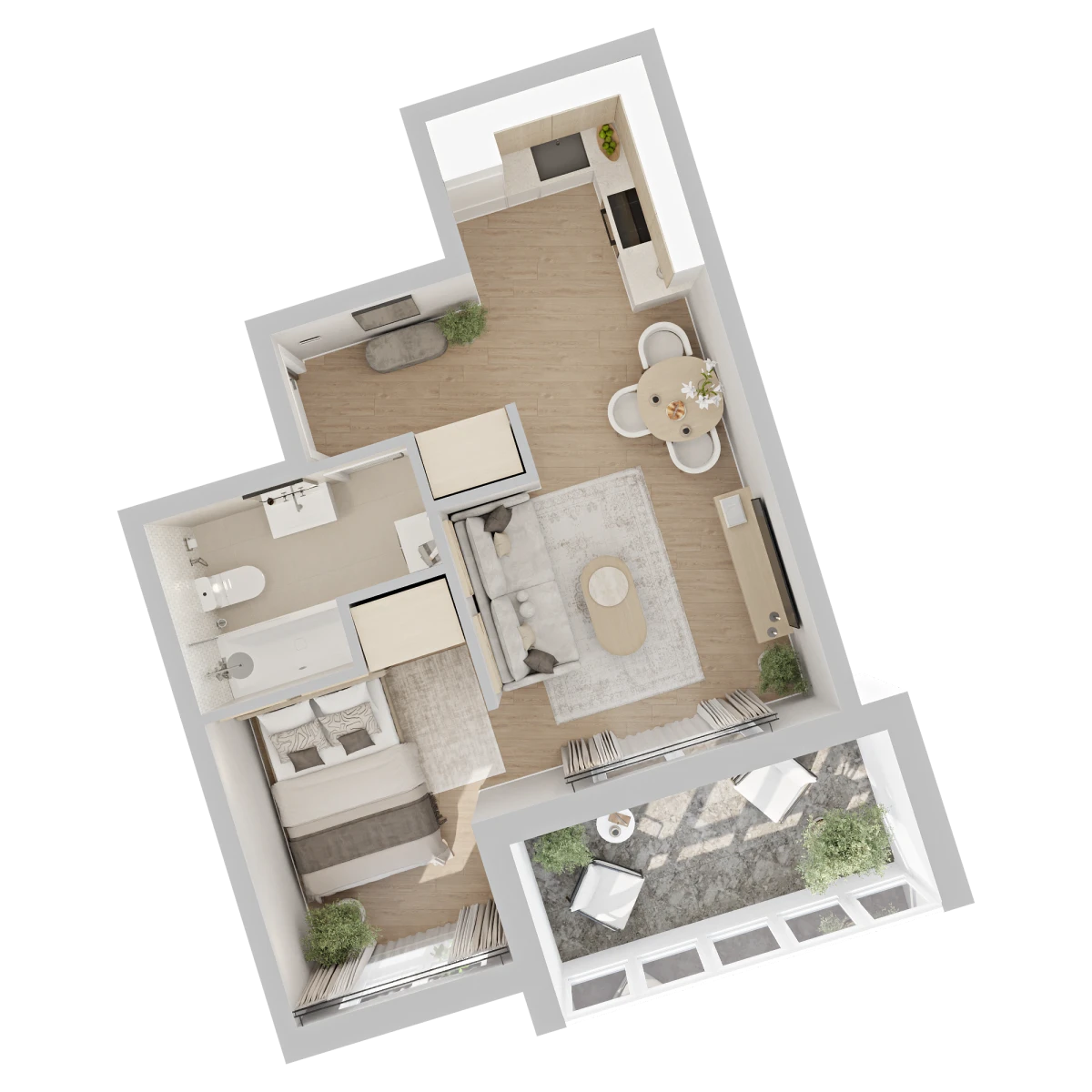 Планировка: 1-комнатная, 35,6 м², вид 2